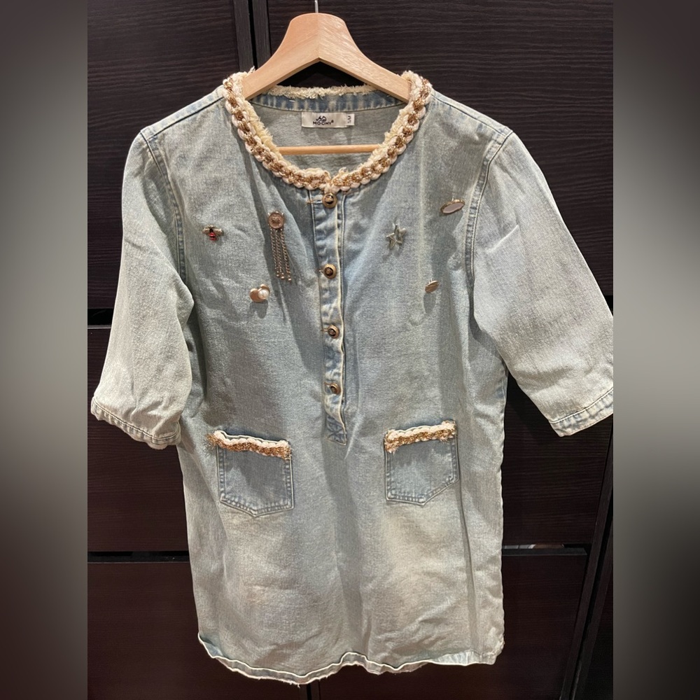 CUSTOM ONE OF A KIND DENIM DRESS FROM AN ITALIAN TAILOR